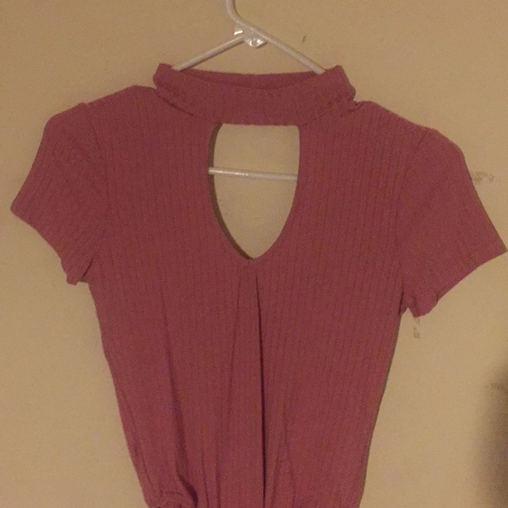 pink choker bodysuit